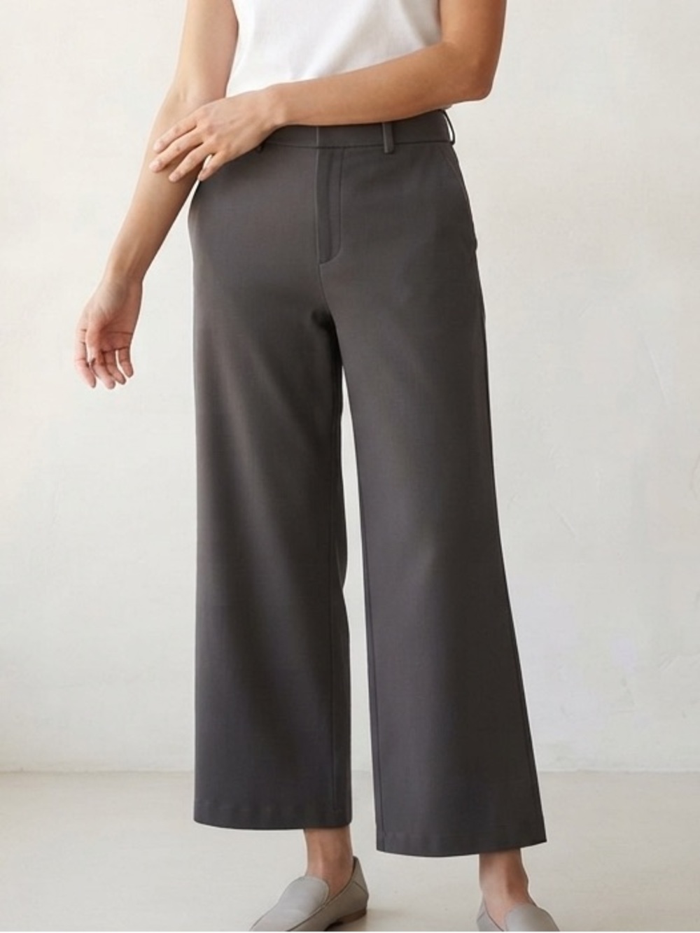 Halara Sz L Petite Grey Business Casual Wide Leg Minimalist Pant